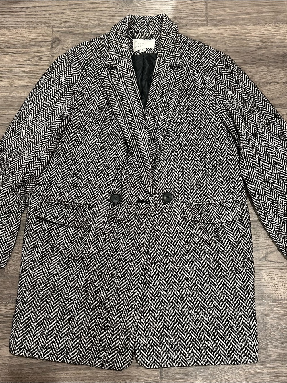a new day Black & White Herringbone Women's Blazer Coat